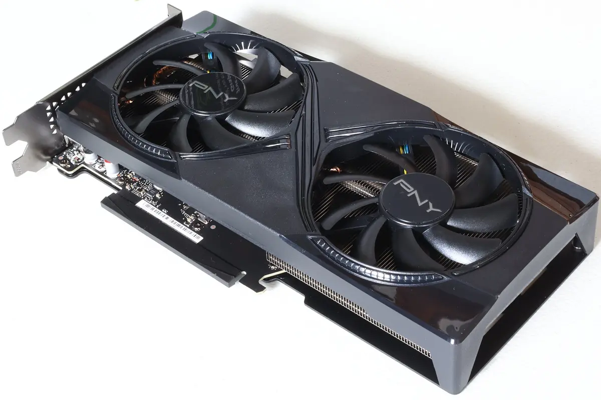 PNY GeForce RTX 5060 Ti 16GB, a compact dual-fan graphics card